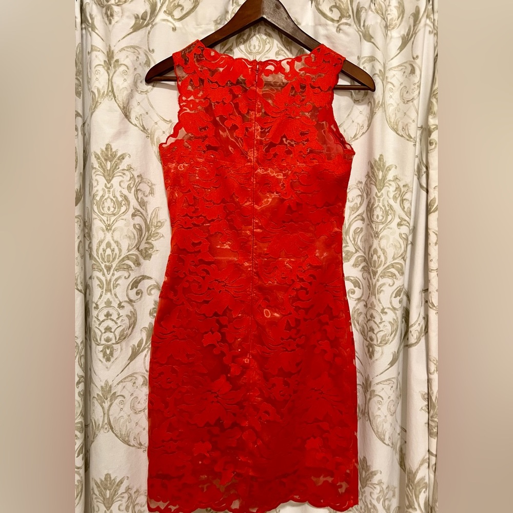 Gianni Bini Red Lace Overlay Sleeveless Dress Size 0